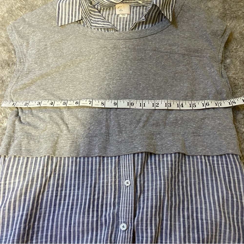 Gray and Blue Striped Layered Shirt Dress - Picture 8 of 8